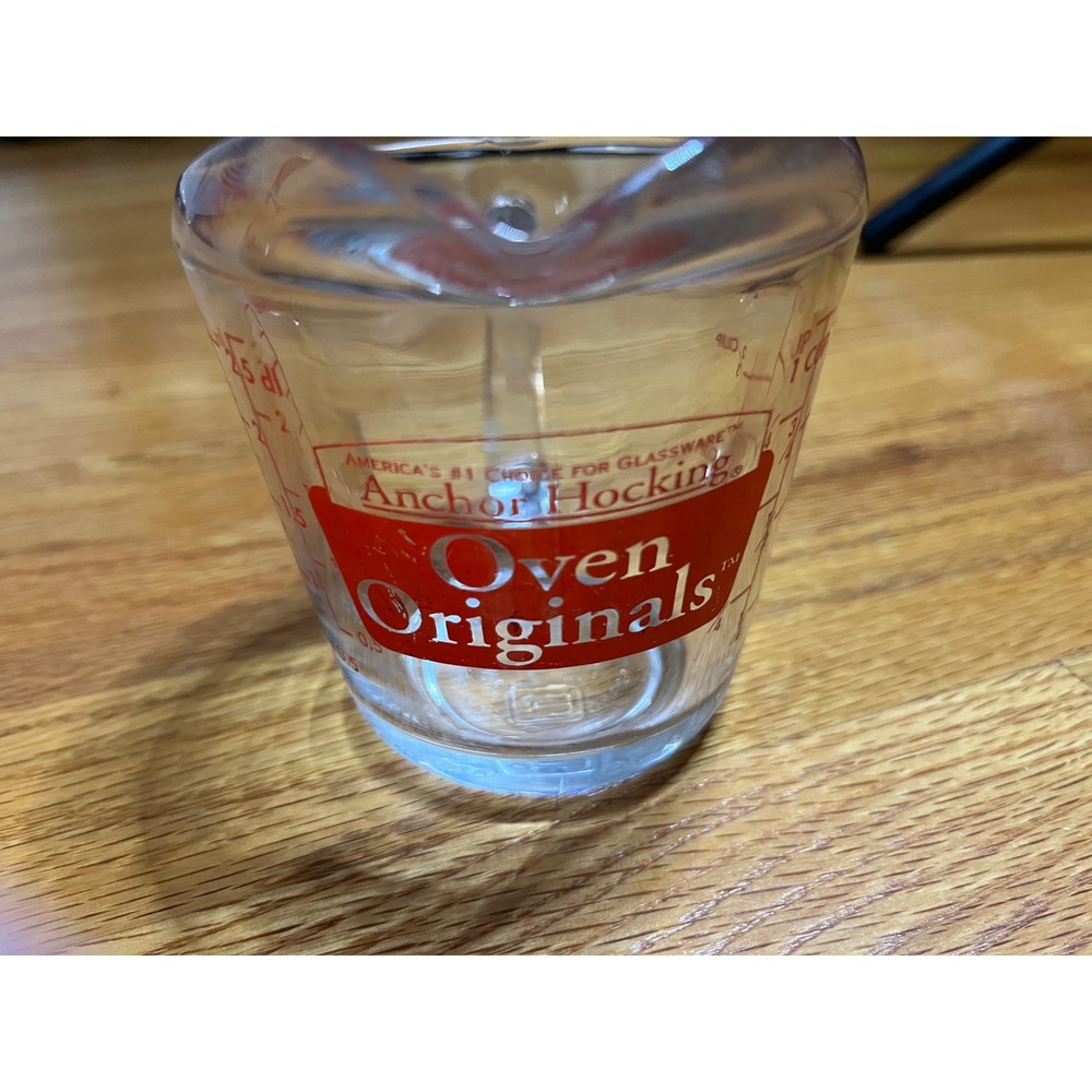 Anchor Hocking Oven Originals 8 oz Glass Measuring Cup Red Logo